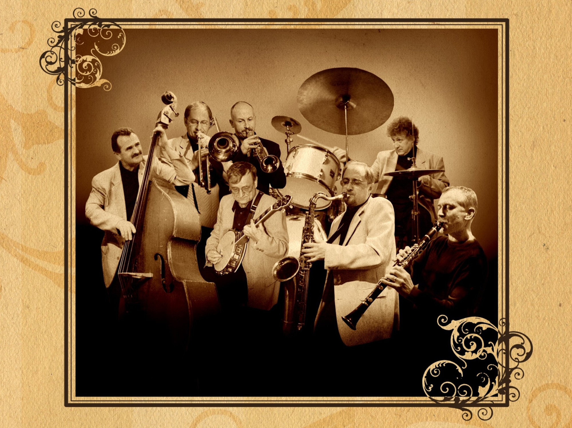 Leliwa Jazz Band/fot. materiały organizatora Zdjęcie zespołu z instrumentami