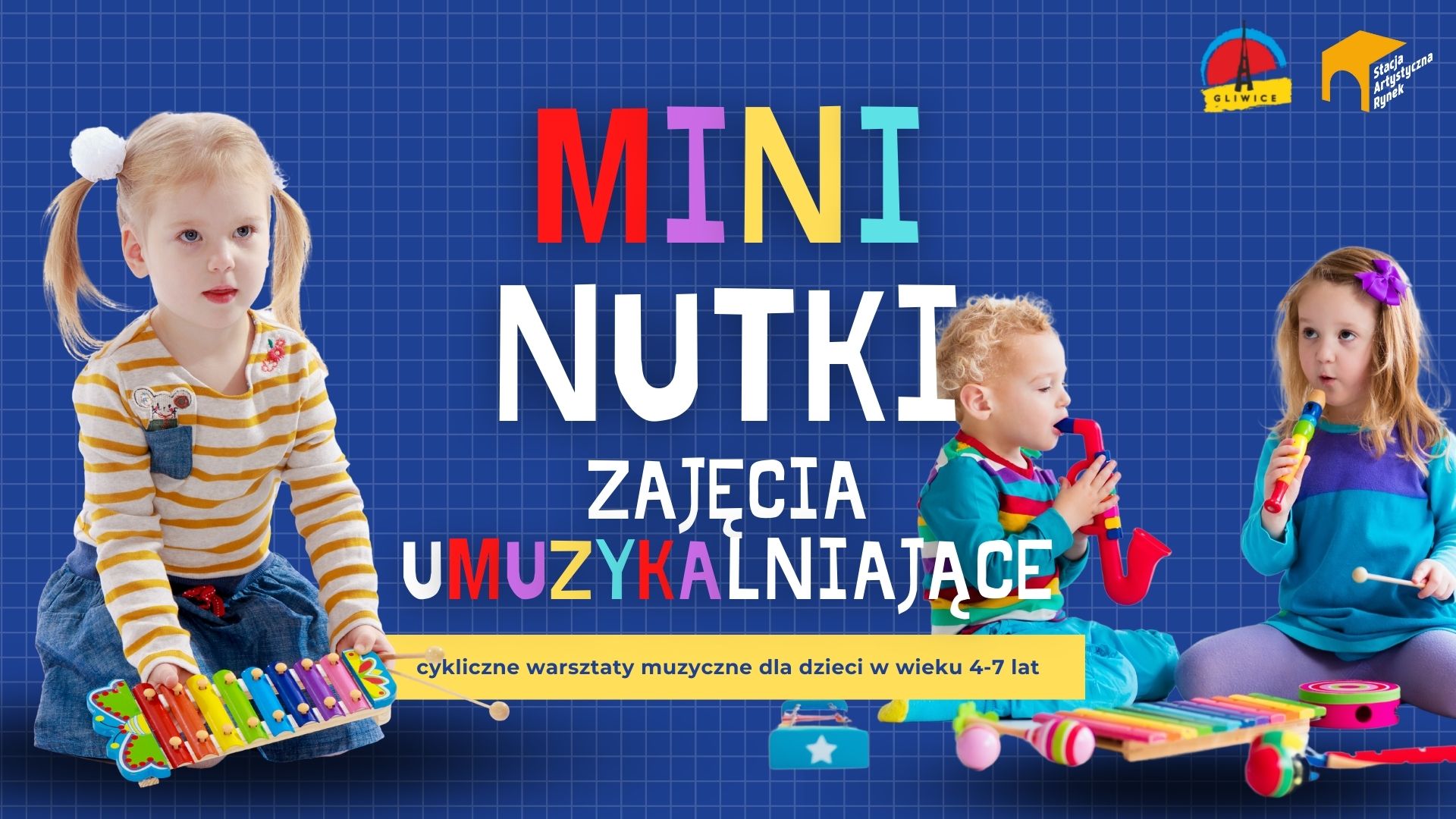 Grafika zapowiadająca warsztaty umuzykalniające dla dzieci