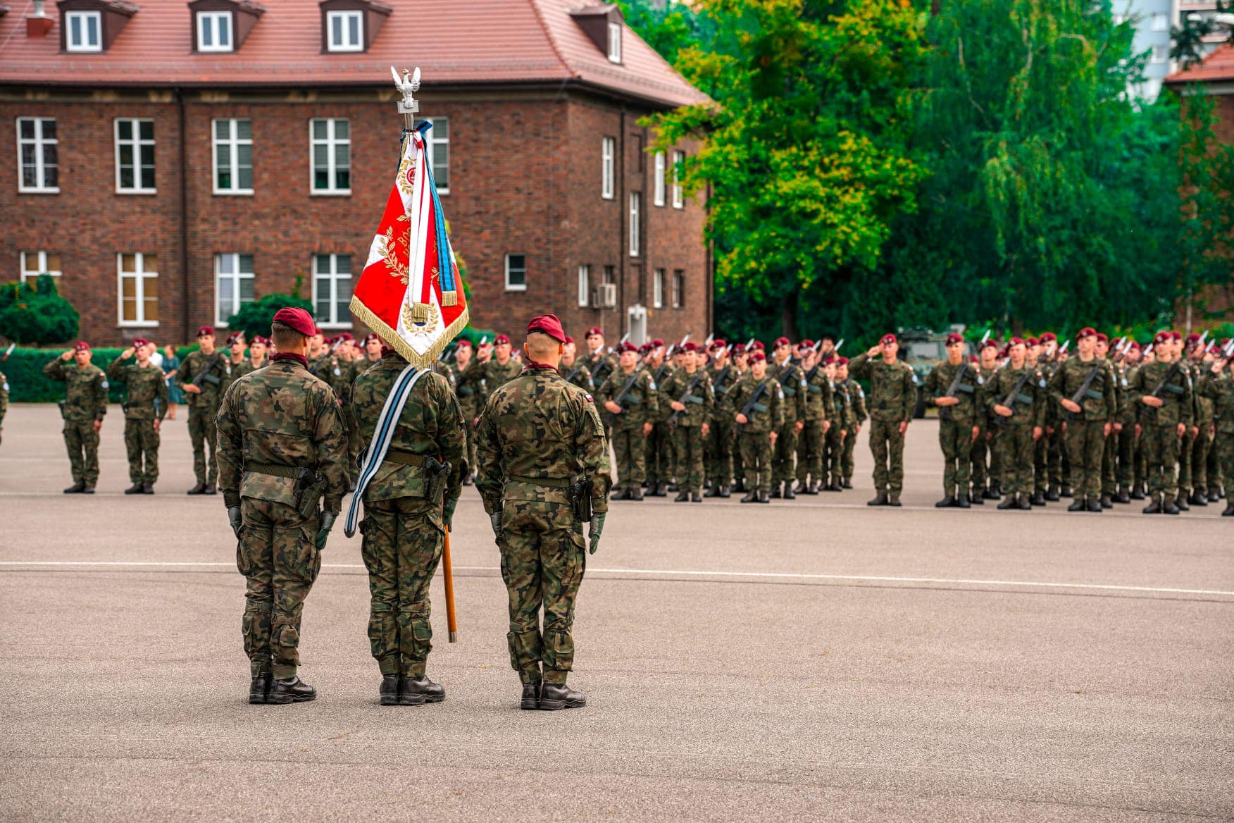 Żołnierze stojący na baczność