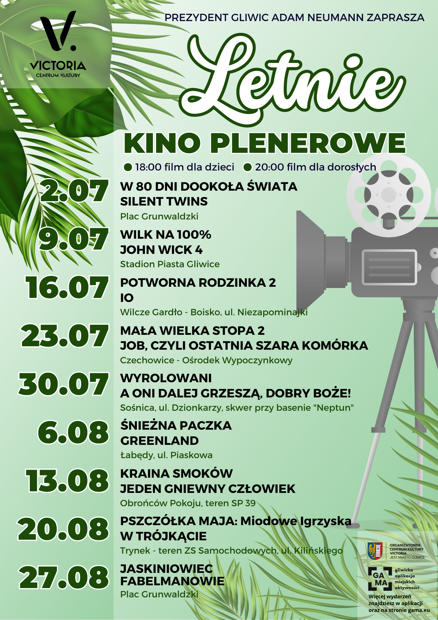 Plakat promujący Letnie Kino Plenerowe