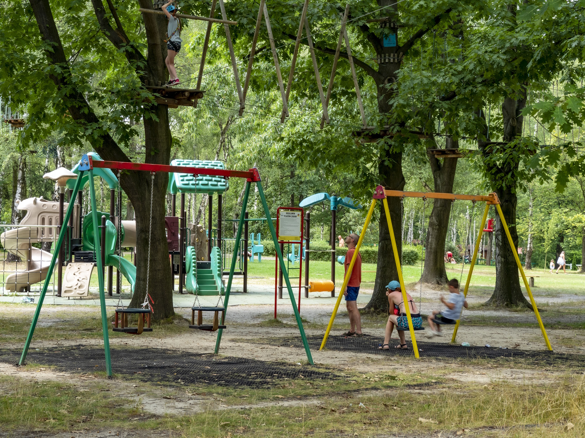 plac zabaw między drzewami