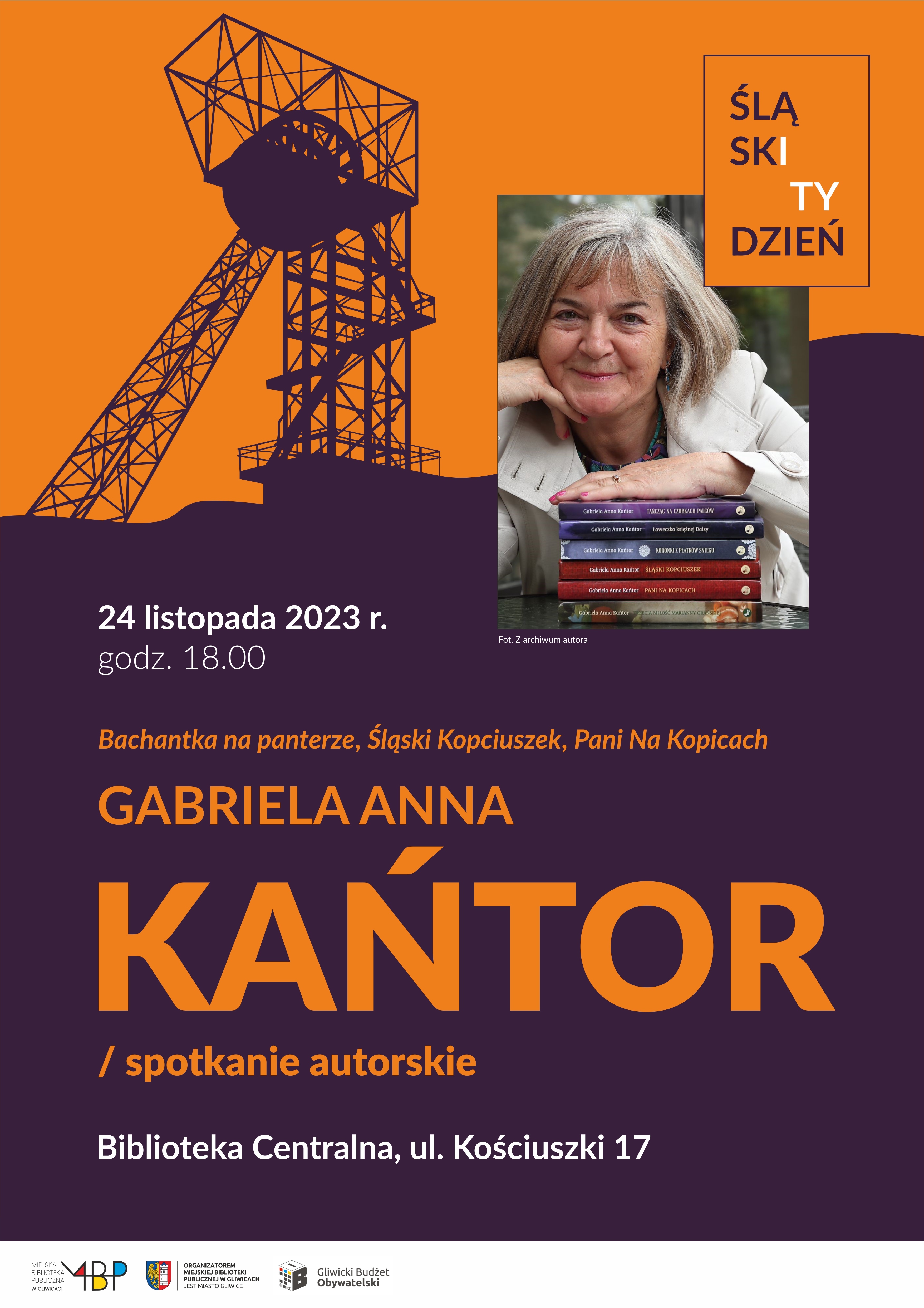 Plakat promujący spotkanie z Gabrielą Anną Kańtor
