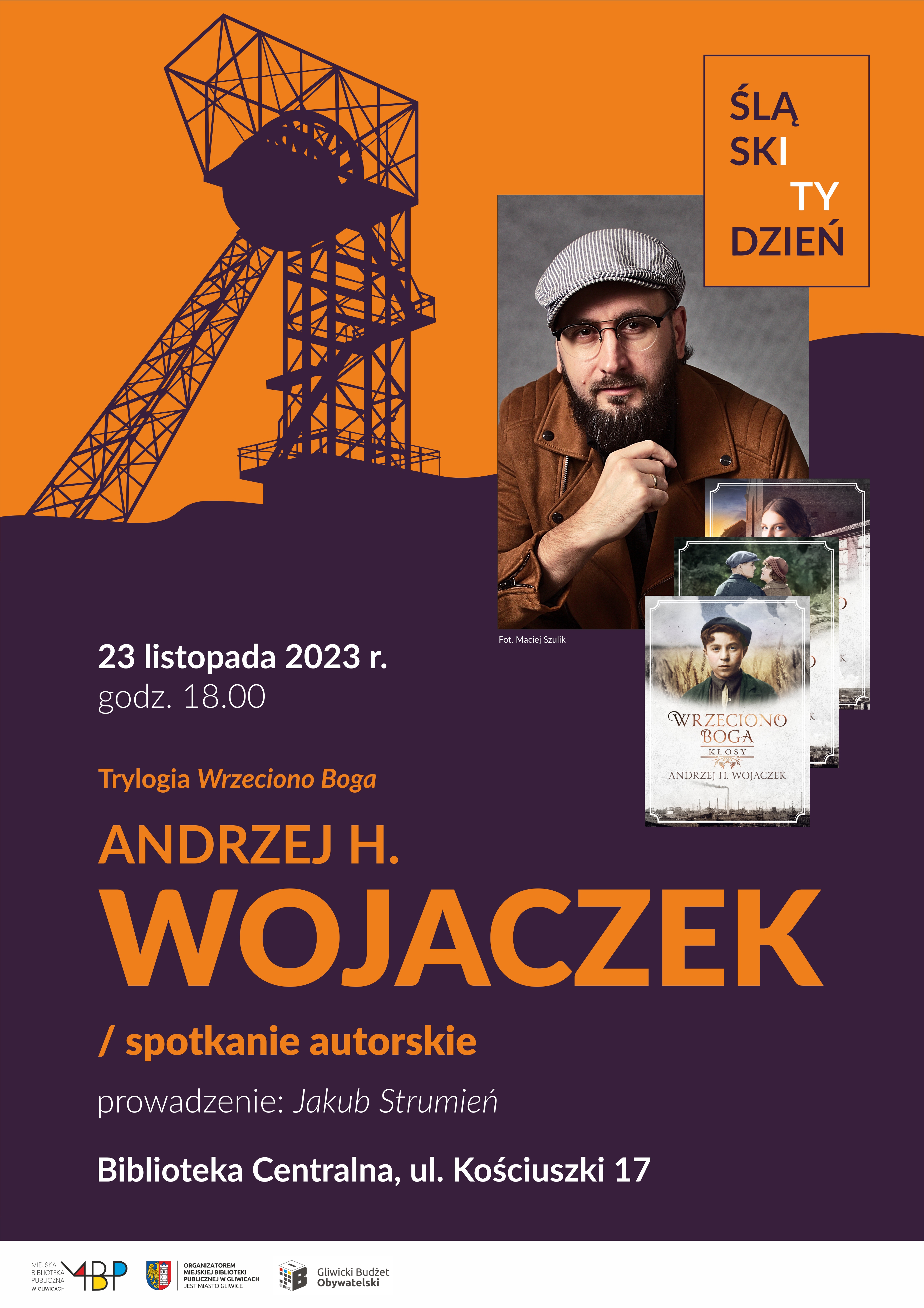 Plakat promujący spotkanie z Andrzejem H. Wojaczkiem