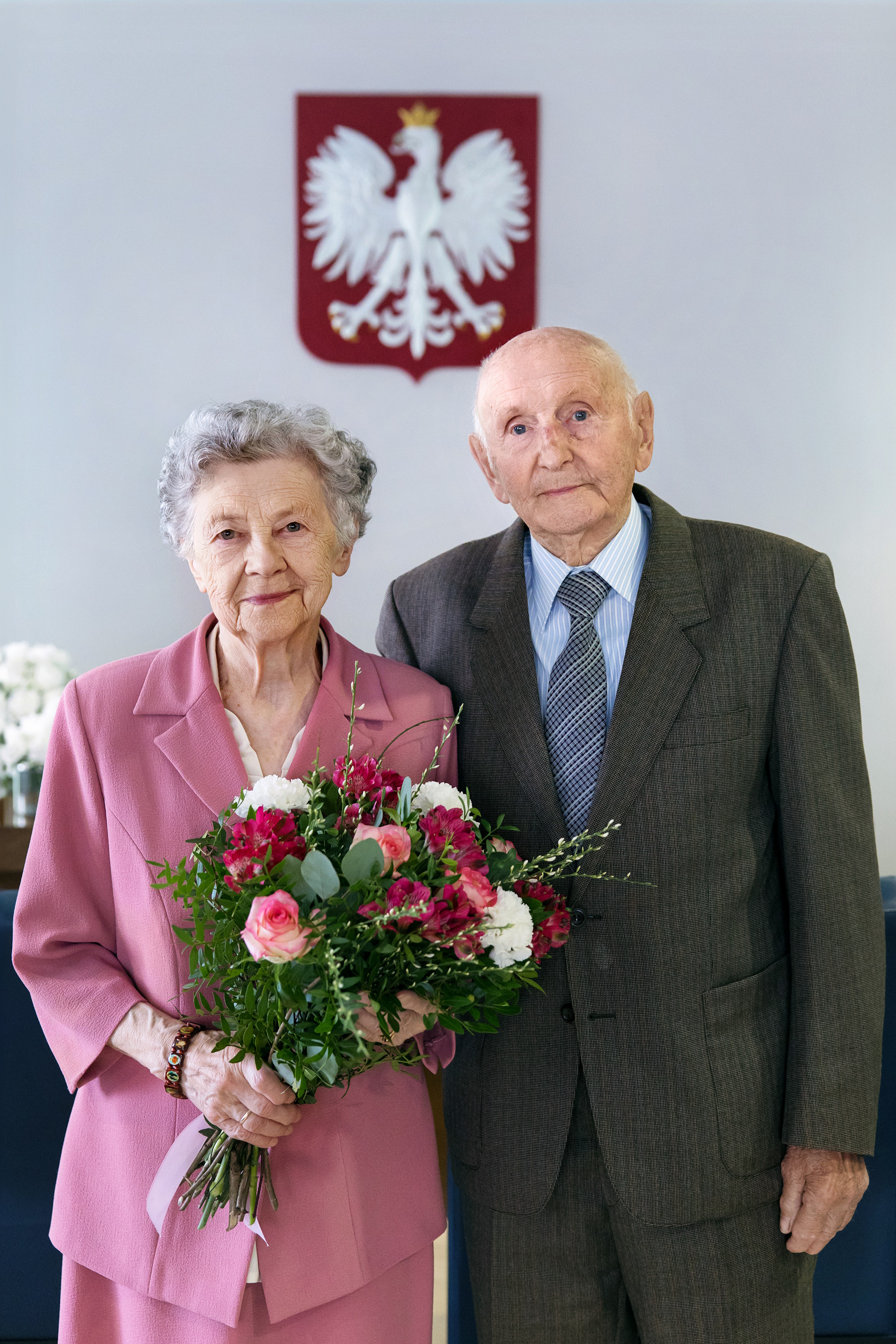 Państwo Wanda i Wojciech Korandowie w Ratuszu. Świętują 70-lecie małżeństwa. Fot. D. Nita-Garbiec/UM Gliwice Wanda i Wojciech Korandowie w Raruszu