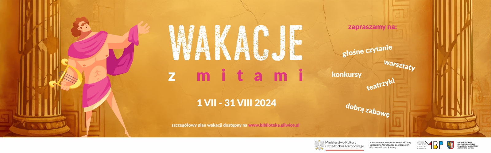 Baner promujący "Wakacje z mitami"