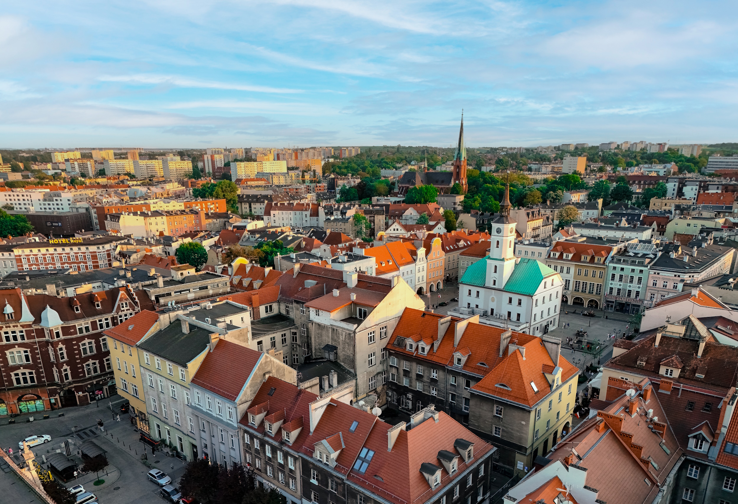 zdjęcie gliwickiego Rynku z lotu ptaka