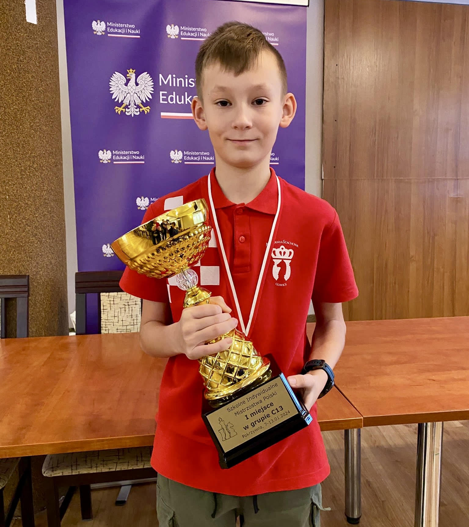 Młody szachista z Gliwic został Szkolnym Mistrzem Polski do lat 13!