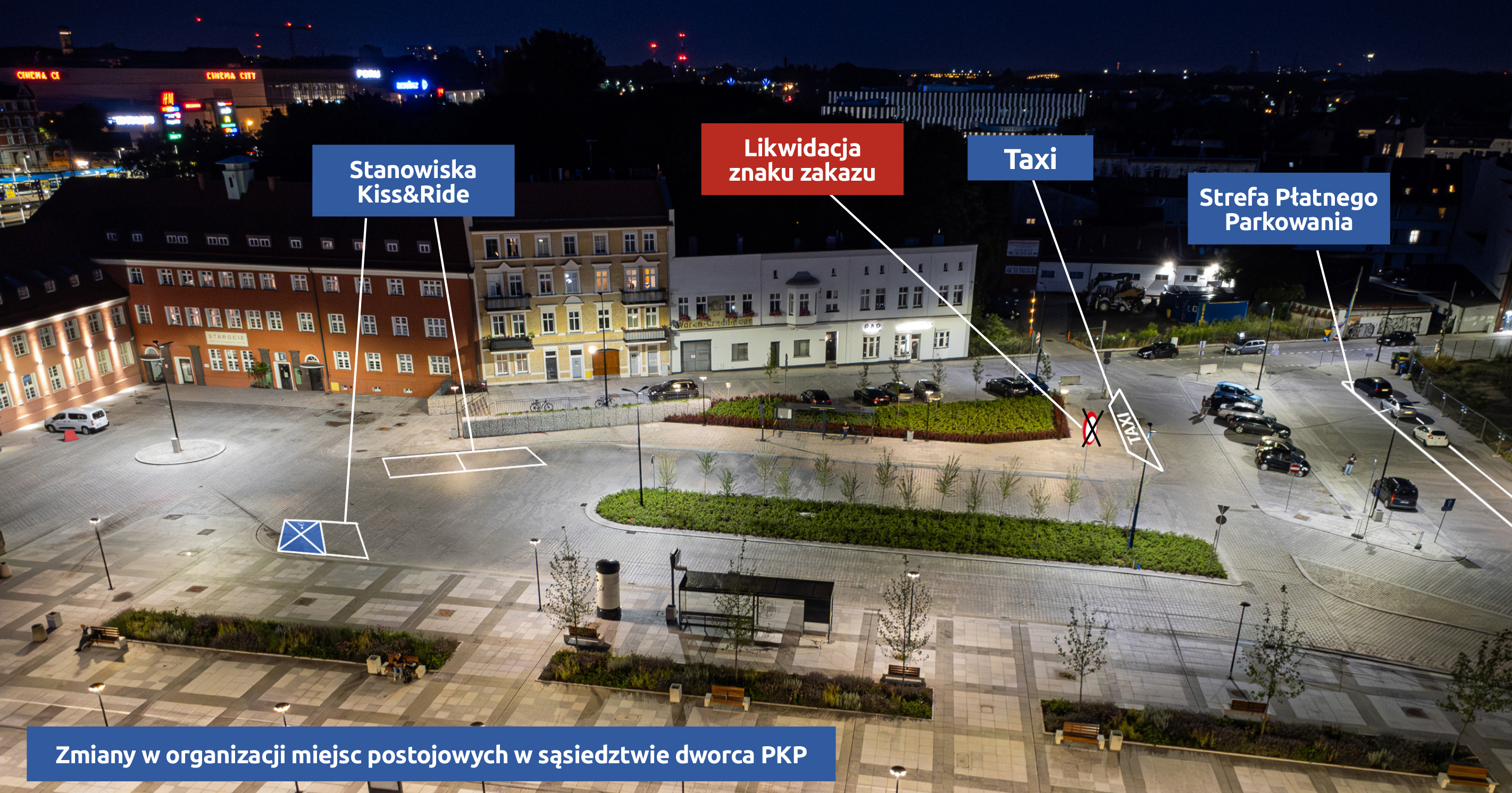 Zmiany w organizacji miejsc postojowych przy gliwickim dworcu