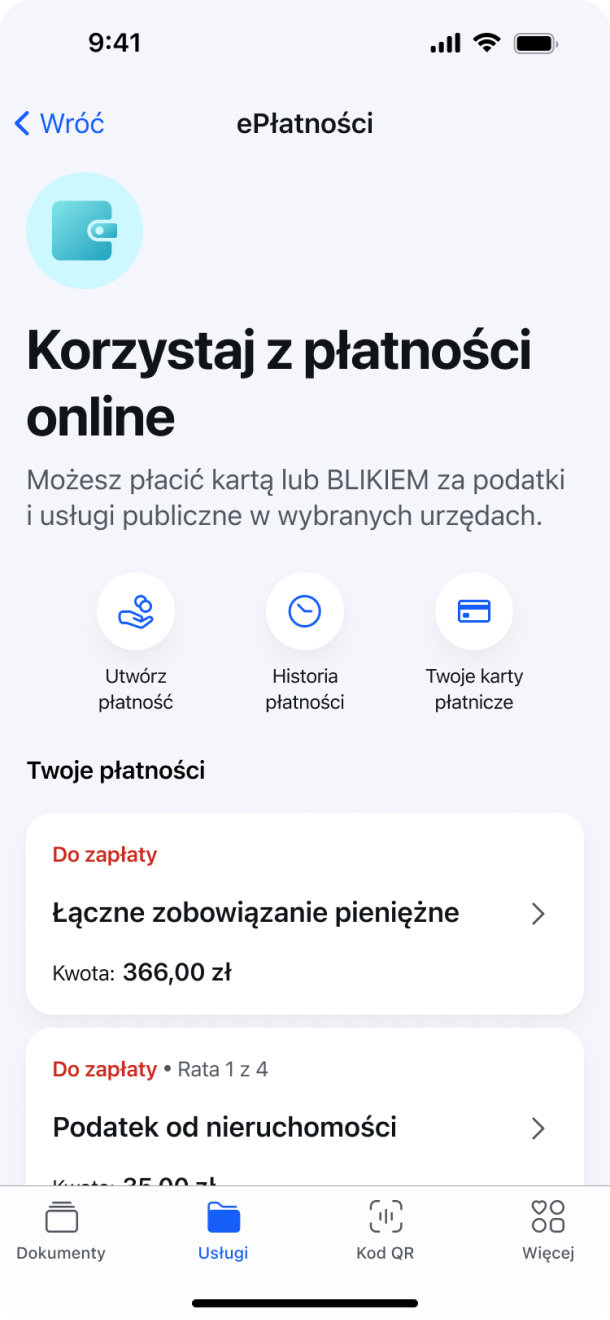 screen z e-Płatności w mObywatelu